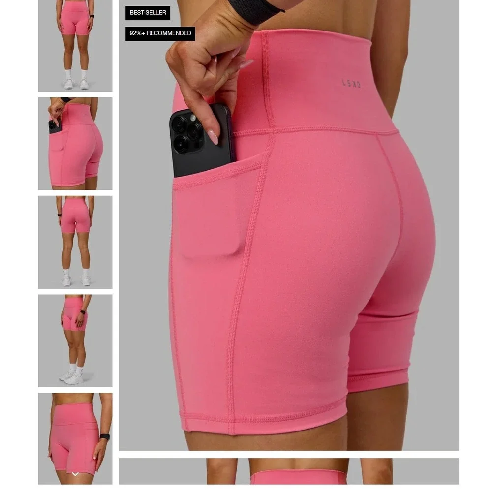 LSKD Fusion Mid Short Tight with Pockets Pink Lemonade XL New NWT